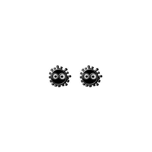 A35985 s925 sterling silver cute cartoon black ball earrings