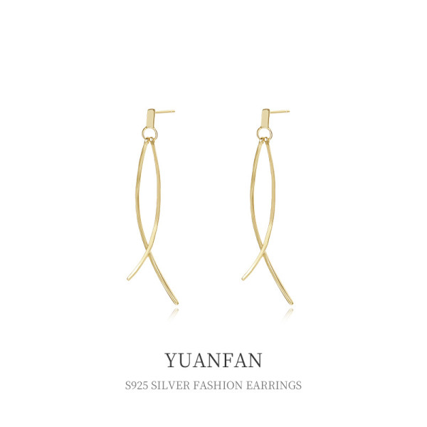 A37111 925 sterling silver tassel bar earrings
