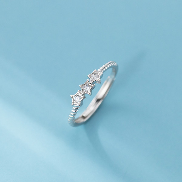 A46418 s925 sterling silver simple rhinestone twist ring
