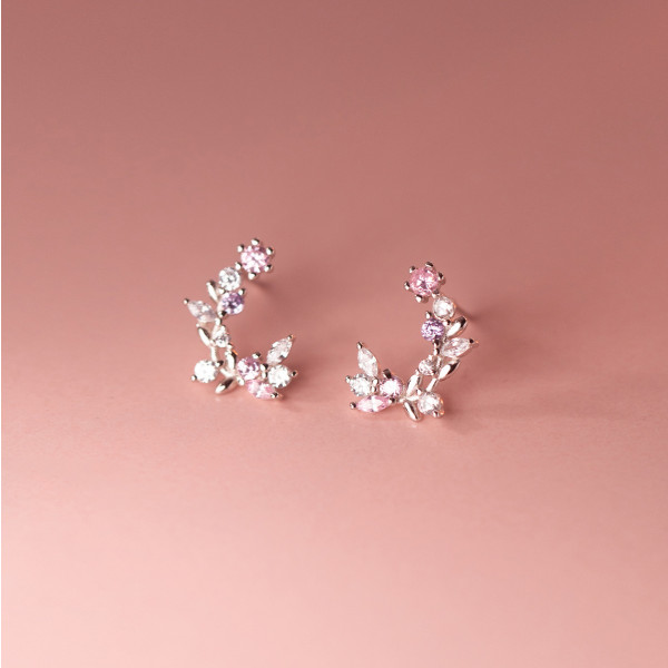 A36618 s925 sterling silverC rhinestone flower earrings