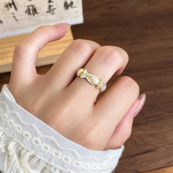 A45752 silver sweet dainty gold adjustable ring