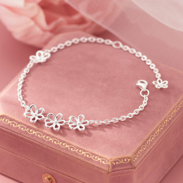 A46208 s925 silver sweet fashion hollowed charm bracelet