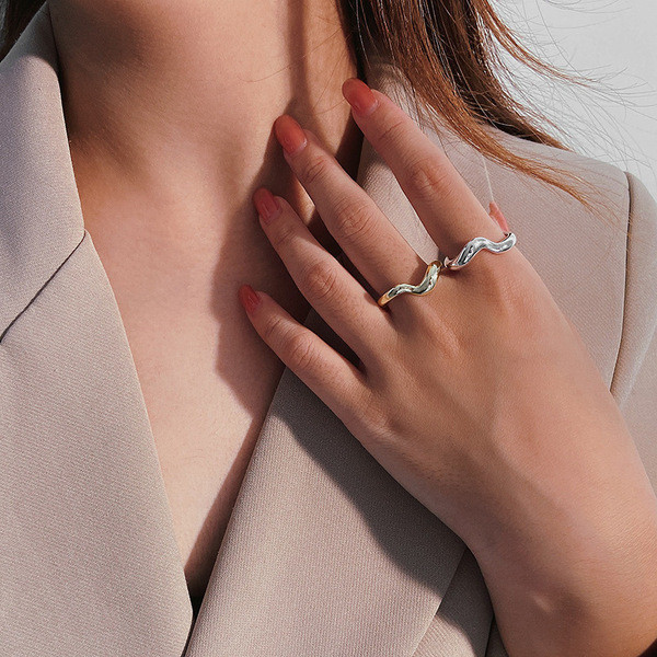 A34314 s925 sterling silver weave adjustable ring