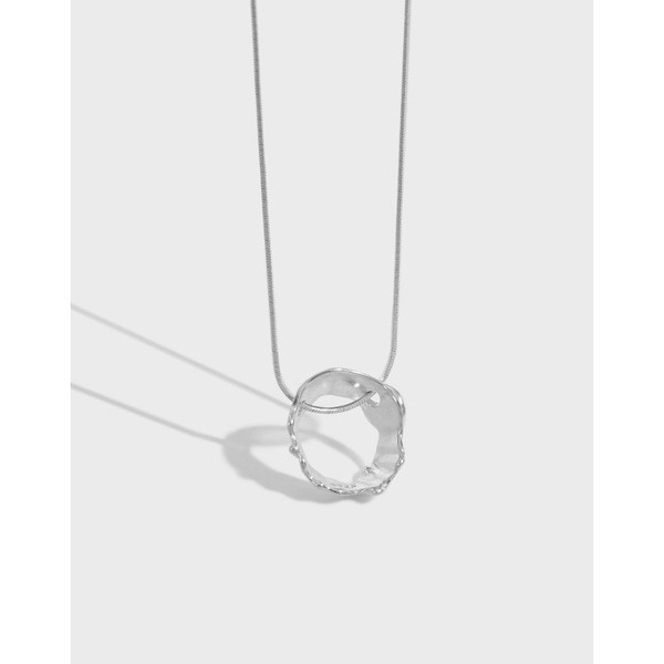 A31838 simple chic geometric circle snakecha 925 sterling silver necklace