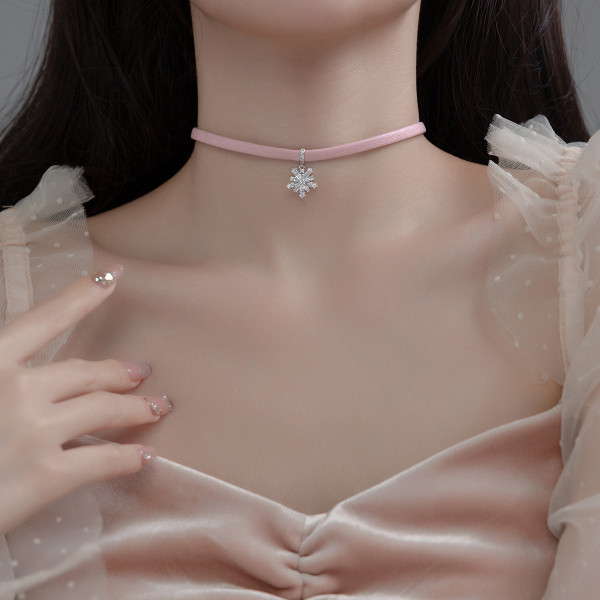A35226 s925 sterling silver snowflake necklace
