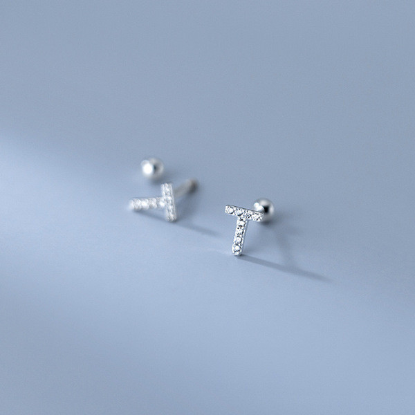 A31785 s925 sterling silver simple rhinestoneT earrings