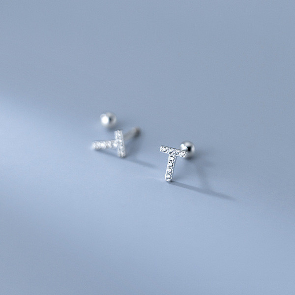 A31785 s925 sterling silver simple rhinestoneT earrings