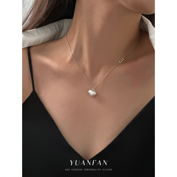 A43069 s925 sterling silver heart grade heartshape pendant necklace