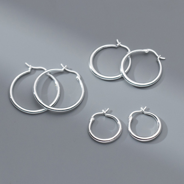 A41830 s925 sterling silver unique simple circle earrings