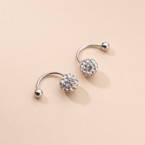A33253 s925 sterling silver simple circle sparkling chic simple earrings