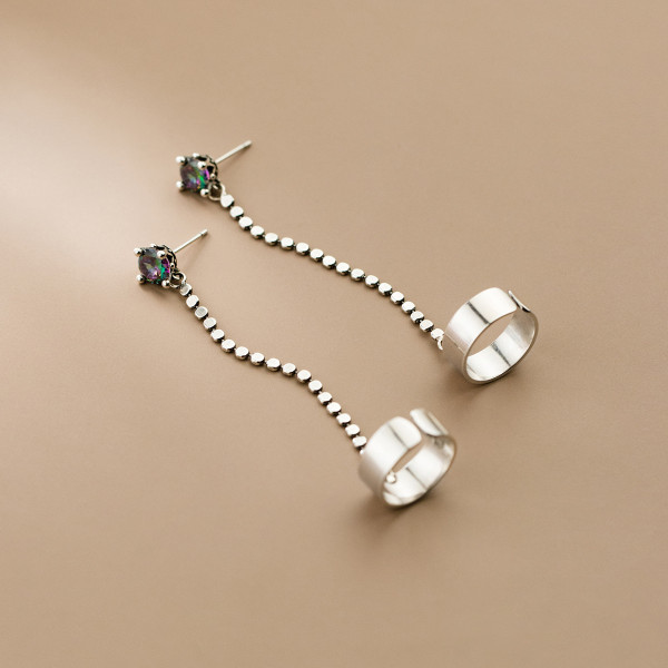 A35421 s925 sterling silver chic simple thai silver vintage rhinestone earrings