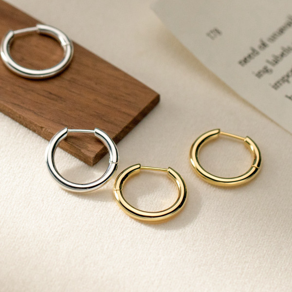 A43133 s925 sterling silver fashion simple circle design earrings