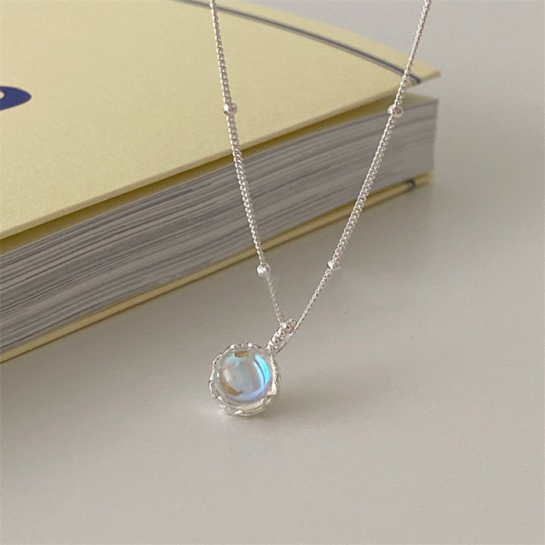 A41762 s925 silver sweet artificial glass elegant flower choker necklace
