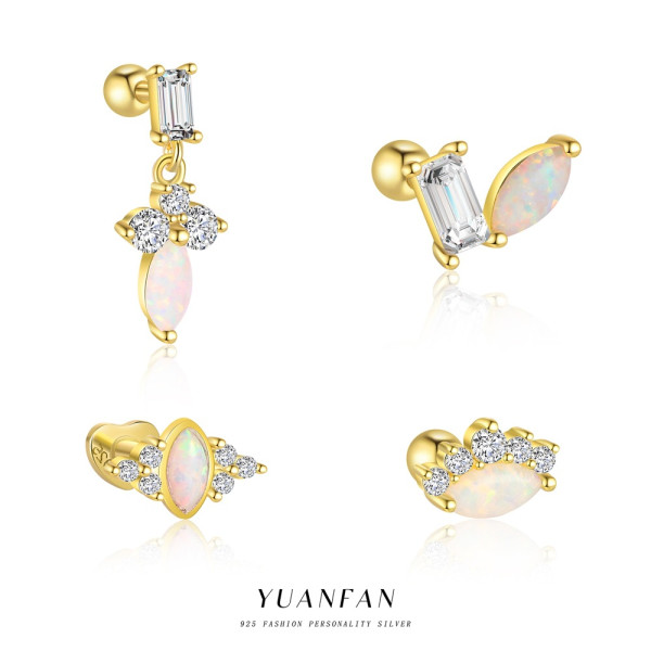 A44602 s925 sterling silver opal rhinestone stud fashion simple trendy earrings