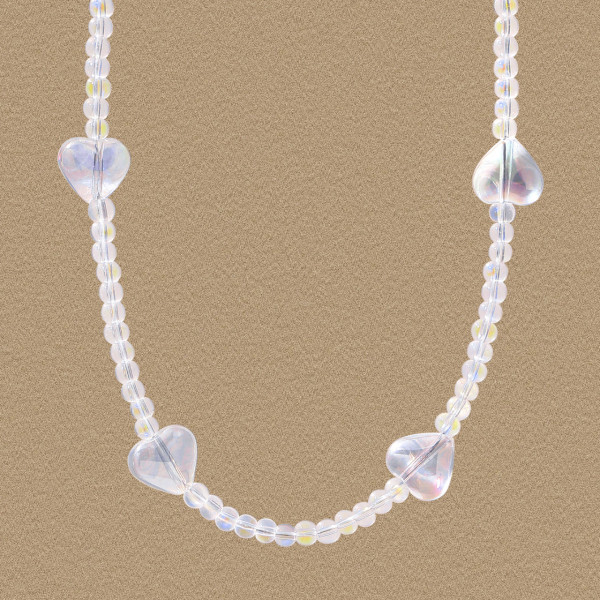 A45096 fashion heart crystal beaded sterling silver s925 necklace