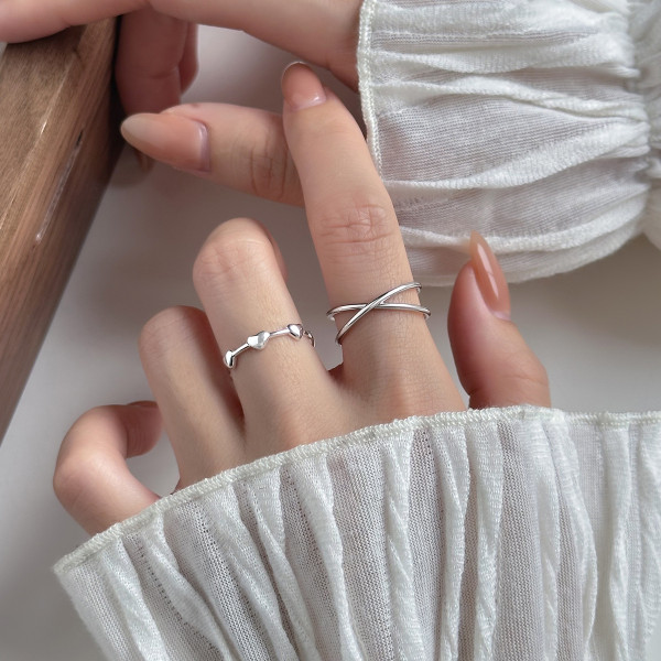 A39330 s925 sterling silver butterfly heart plate simple sweet ring