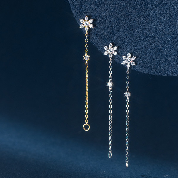 A38158 s925 sterling silver dainty rhinestone grade elegant long earrings