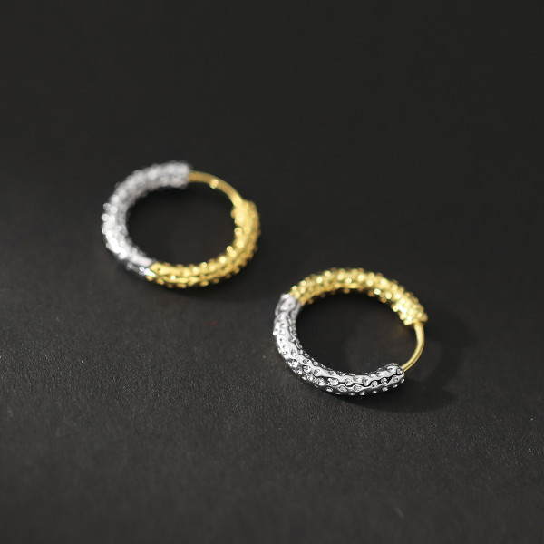 A42859 s925 sterling silver vintage double design earrings