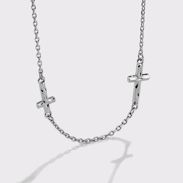 A35329 925 sterling silver simple fashion cross necklace