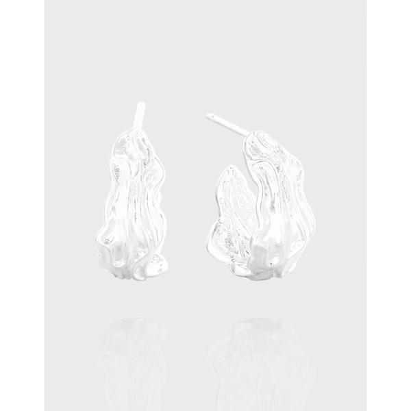 A41129 wrinkled stud sterling silver s925 earrings