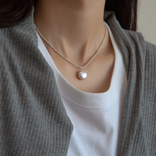 A41171 s925 sterling silver pearl elegant necklace