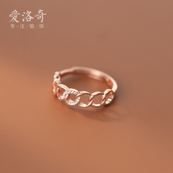A33513 s925 sterling silver unique fashion geometric rhinestone ring