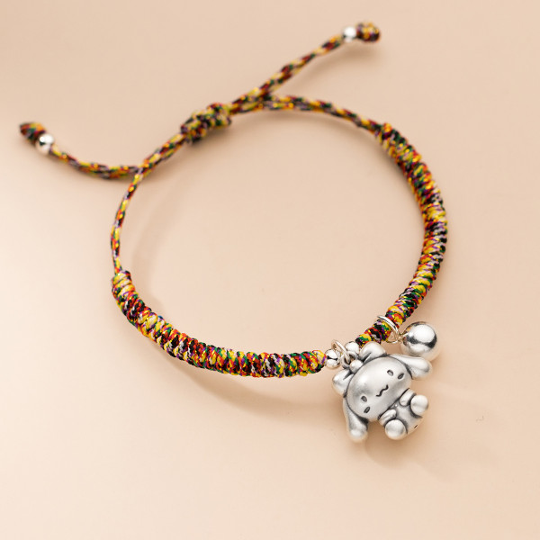 A37459 s925 silver rabbit ball braided charm thai elegant bracelet