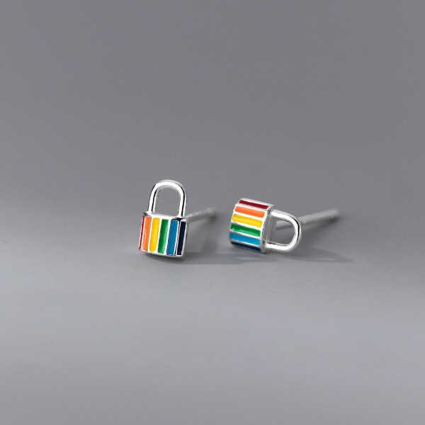 A38074 s925 sterling silver colorful stud design earrings