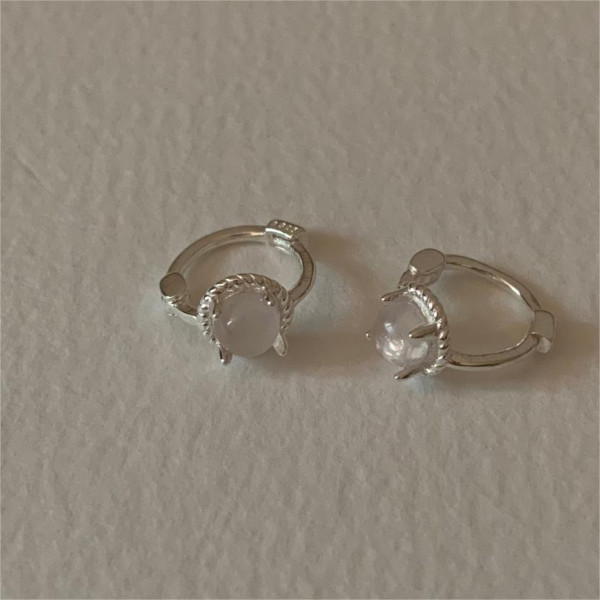A41277 sterling silver cateye simple elegant earrings
