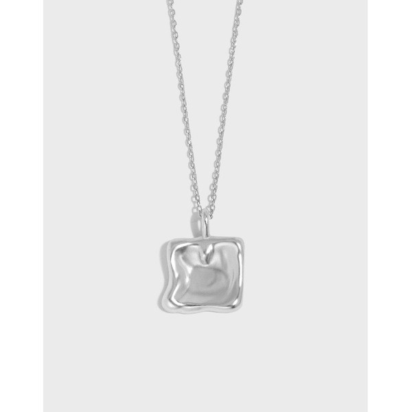 A34632 geometric irregular square pendant quality s925 sterling silver necklace