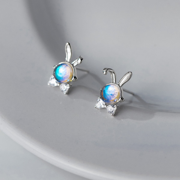 A38171 s925 sterling silver rhinestone butterfly rabbit stud grade earrings