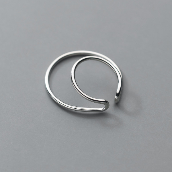 A35529 s925 sterling silver doublelayer bar circle clipon simple chic big earrings