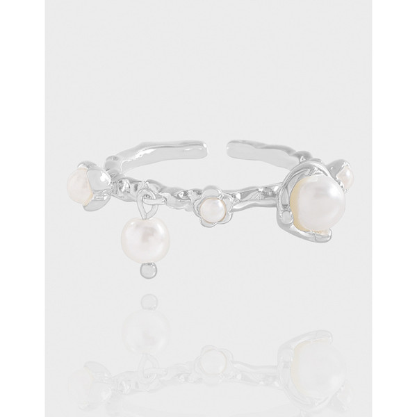 A42796 design flower pearl sterling silver s925 ring