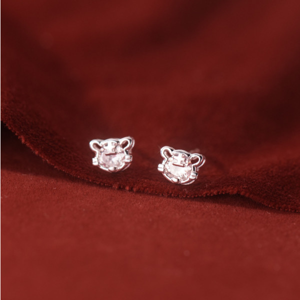 A35839 s925 sterling silver chic simple sweet rhinestone cute earrings