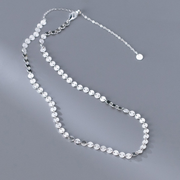 A41576 s925 sterling silver design elegant plate necklace
