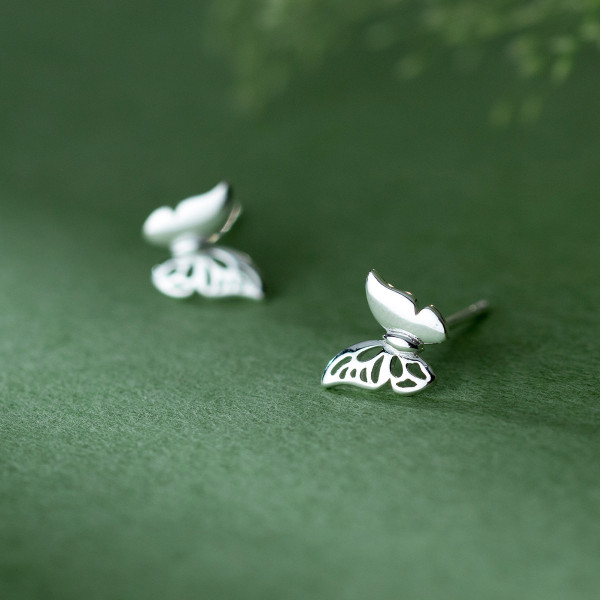 A41361 s925 sterling silver trendy butterfly stud sweet dainty earrings