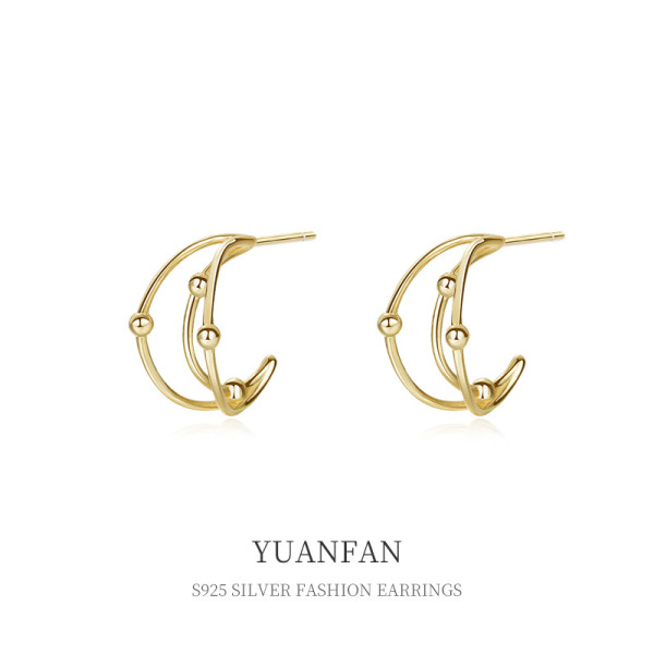 A37104 s925 sterling silver laye hollowedC earrings