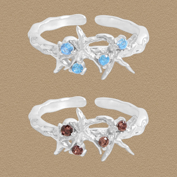 A45670 starfish sterling silver s925 gemstone ring