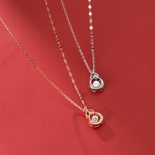 A34526 s925 sterling silver simple fashion hollowed rhinestone necklace