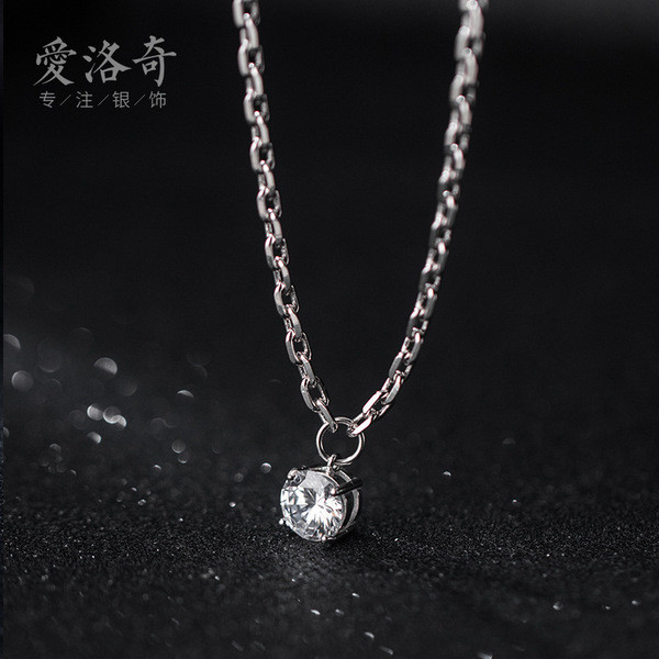 A32411 s925 sterling silver vintage rhinestone unique short necklace
