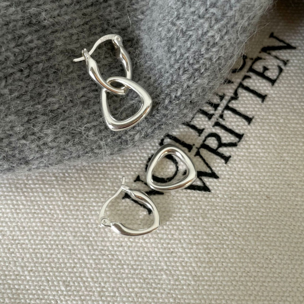 A36021 trendys925 sterling silver simple hoop unique earrings