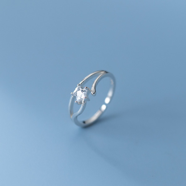 A35079 s925 sterling silver rhinestone star ring