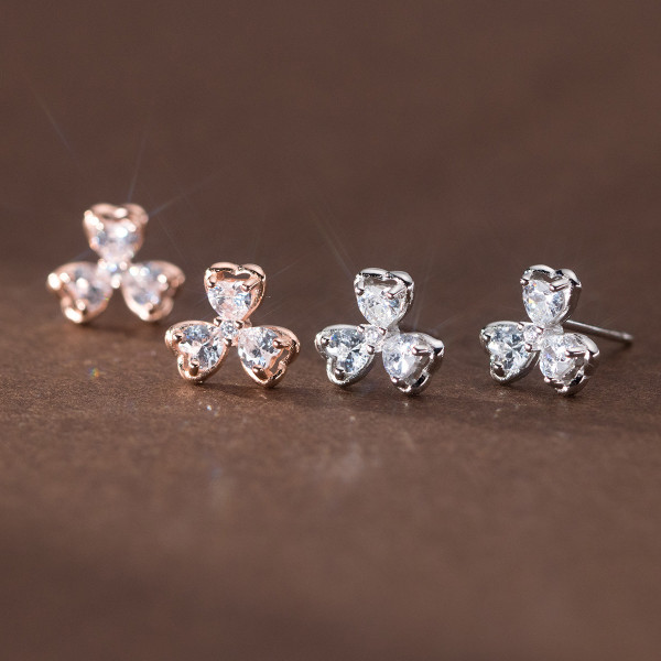 A40010 s925 sterling silver cute rhinestone stud elegant earrings