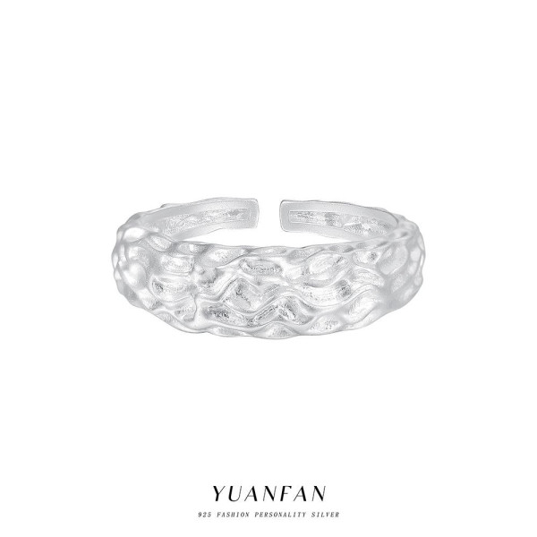 A43420 s925 sterling silver geometric wide unique ring
