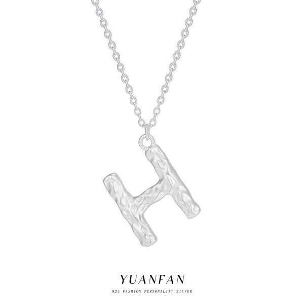 A43421 s925 sterling silver simple initial pendant choker necklace