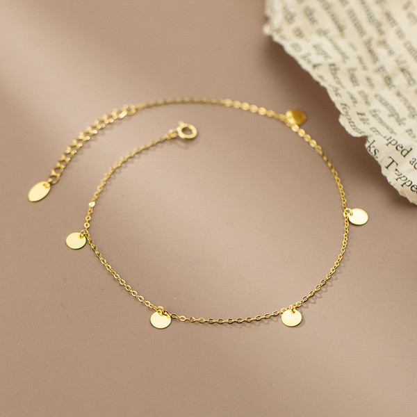 A34292 s925 sterling silver plate anklet trendy simple chi bracelet