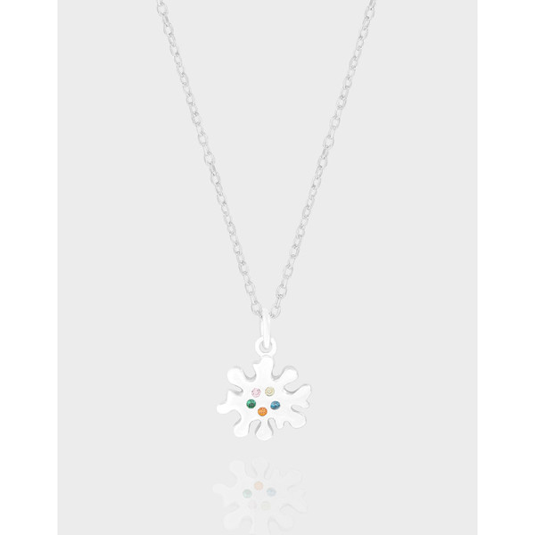 A40979 design colorful cubic zirconia floral sterling silver s925 necklace