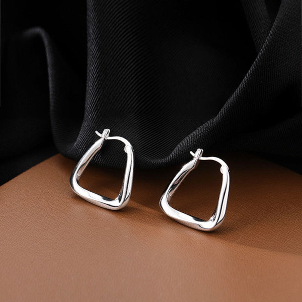A41443 s925 sterling silver simple trendy geometric twist elegant earrings