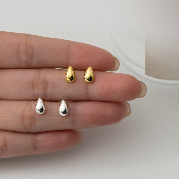 A42145 s925 sterling silver simple teardrop stud fashion geometric oval earrings