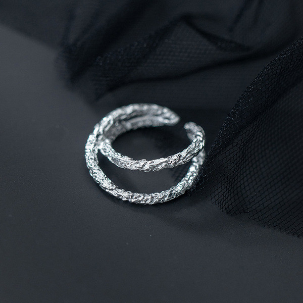 A33554 s925 sterling silver simple doublelayer ring